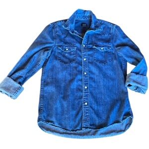 H&M denim snap long sleeve shirt size small